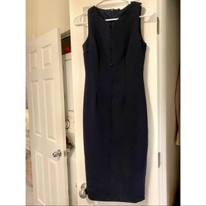 Front Button Navy Blue Dress